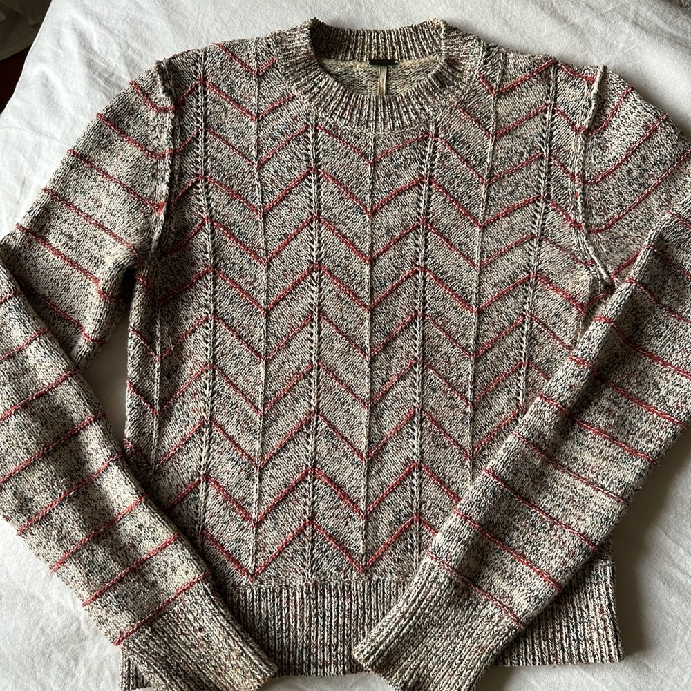 Free people chevron sweater in grey marl XS
